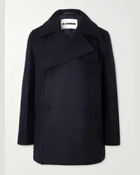 Jil Sander Cappotto doppiopetto in feltro di lana Blu