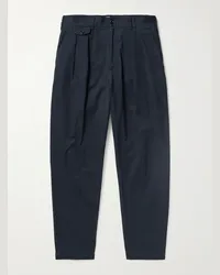 Richard James Pantaloni a gamba dritta in twill di cotone con pinces Blu