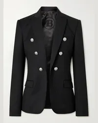 Balmain Blazer slim-fit in twill di lana Nero