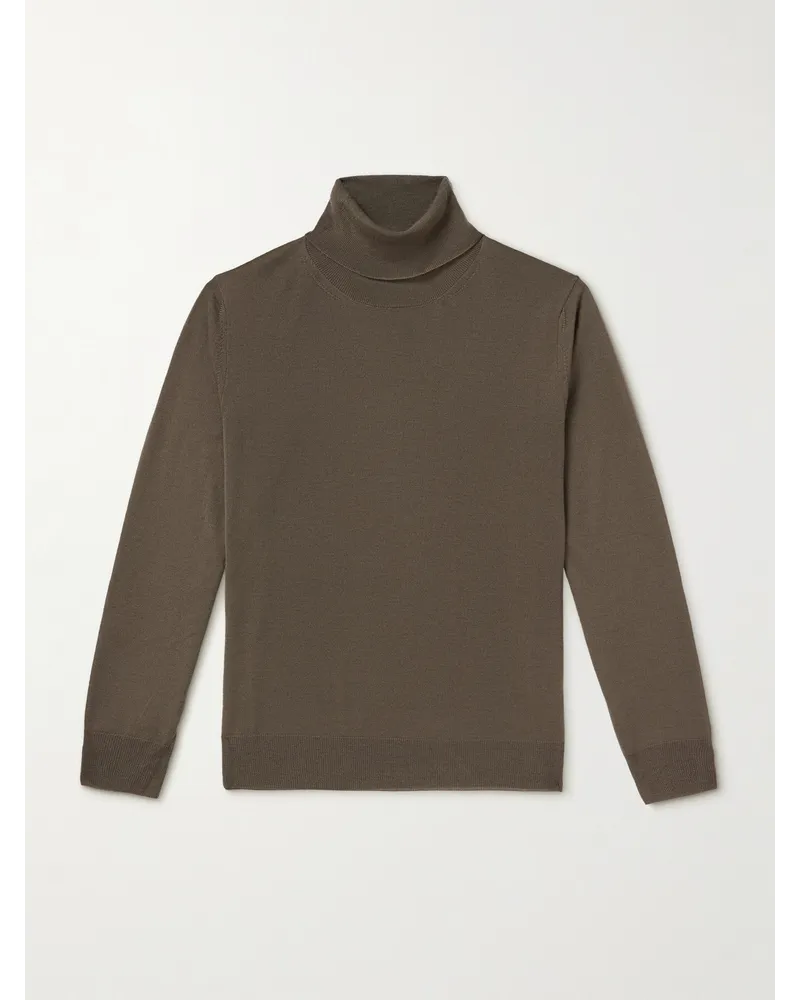 Canali Pullover a collo alto in lana merino Verde