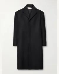 Marni Cappotto oversize in feltro di lana vergine con logo ricamato Nero