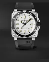 Bell & Ross Orologio automatico 42 mm in acciaio inossidabile con cinturino in gomma BR 03-92 Diver, N. rif. BR0392-D-WH-ST/SRB Bianco