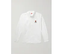 Camicia in popeline di cotone con collo button-down e logo ricamato