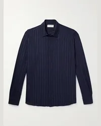 Saint Laurent Camicia in seta a righe Blu