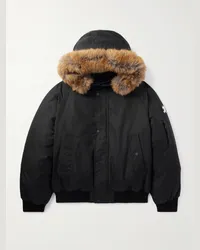 Burberry Piumino in shell con cappuccio e finiture in peluche Nero