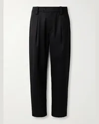 A.P.C. Pantaloni a gamba dritta in twill di misto lana vergine e cotone Renato Nero