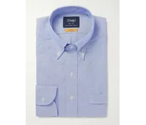 Camicia in cotone Oxford azzurro con collo button-down