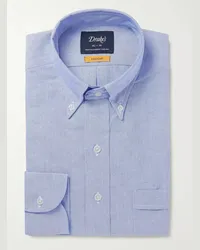 Drake's Camicia in cotone Oxford azzurro con collo button-down Blu