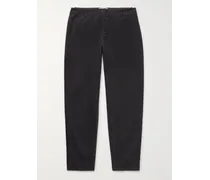 Pantaloni a gamba affusolata in tela di cotone nero con pieghe Assembly