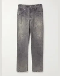 Bottega Veneta Pantaloni a gamba dritta in nubuck stampato Grigio