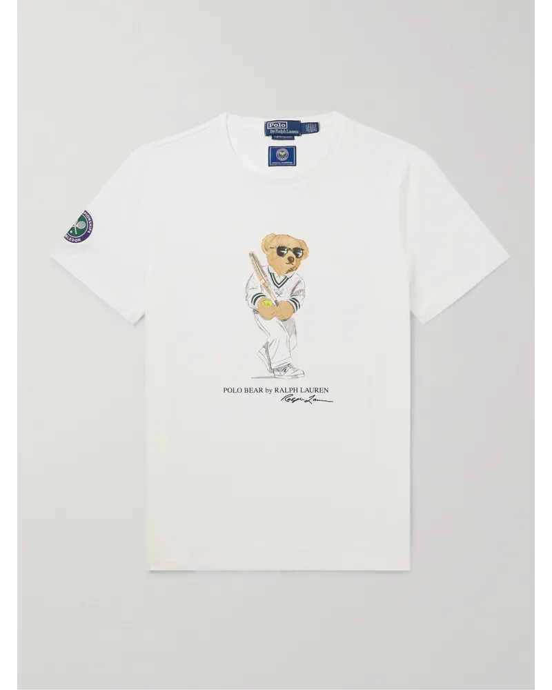 Ralph Lauren Wimbledon T-shirt in jersey di cotone riciclato con logo Bianco