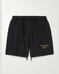 Fear of God Shorts a gamba larga in jersey di misto cotone con coulisse e logo Nero