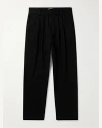 AGOLDE Pantaloni a gamba dritta in twill di cotone con pinces Slater Nero