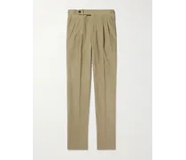 Pantaloni a gamba affusolata in velluto a coste di cotone con pinces