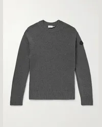 Moncler Pullover in misto lana vergine e cashmere con logo applicato Grigio