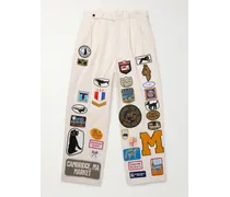 Pantaloni a gamba dritta in tela di cotone con pinces e applicazioni Cambridge McNab