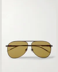 Gucci Occhiali da sole in metallo canna di fucile stile aviator Marrone