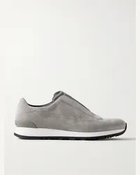 John Lobb Sneakers slip-on in camoscio Lift Grigio