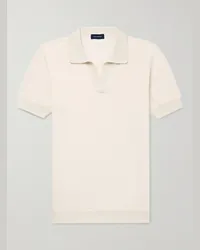 Thom Sweeney Polo in misto cotone e lino occhio di pernice Neutri