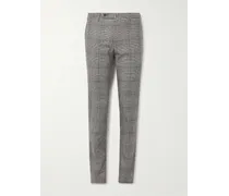 Pantaloni slim-fit a gamba affusolata in misto lana vergine principe di Galles