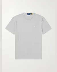 Ralph Lauren T-shirt in jersey di cotone con logo ricamato Grigio