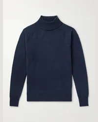 LARDINI Pullover a collo alto in cashmere spazzolato Blu