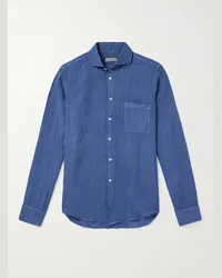 Canali Camicia in lino Blu