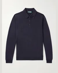 Incotex Polo in misto lana Blu