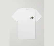 Moncler T-shirt in jersey di cotone con logo applicato Bianco