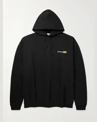 VETEMENTS Felpa in jersey di misto cotone con cappuccio e logo Nero