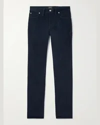 Brioni Pantaloni slim-fit in velluto a coste di cotone stretch Blu