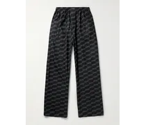 Balenciaga Pantaloni da pigiama a gamba larga in popeline di cotone stampato Nero