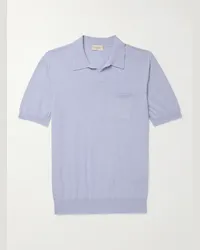 Altea Polo slim-fit in cotone tinta in capo Blu