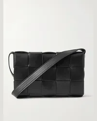 Bottega Veneta Borsa a tracolla in pelle con motivo Intrecciato Cassette Nero