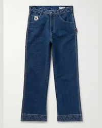 BODE Jeans a gamba dritta con ricami Knolly Brook Blu