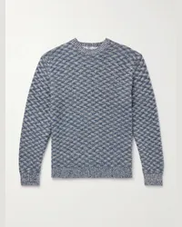 Inis Meáin Pullover in misto lana merino e cashmere jacquard Claiochai Blu