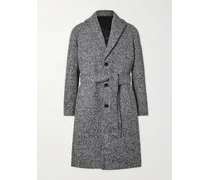 Cappotto in misto lana Donegal bouclé con cintura