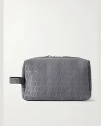 Christian Louboutin Pochette in tela con logo jacquard e finiture in pelle Zip n Flap Grigio