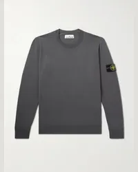 Stone Island Pullover in lana vergine con logo applicato Grigio