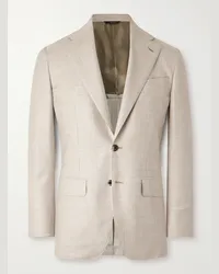 Thom Sweeney Blazer slim-fit destrutturato in cashmere a quadri Neutri