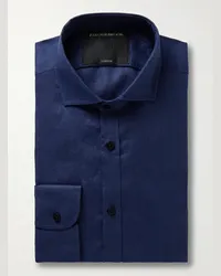 Favourbrook Camicia in lino con collo alla francese Bridford Blu