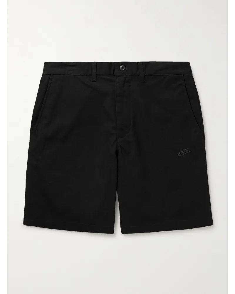 Nike Shorts a gamba dritta in tela di cotone con logo ricamato Club Nero