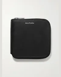 Acne Studios Portafoglio in pelle con zip e logo Nero