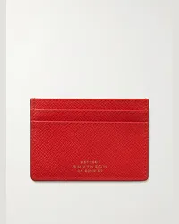 Smythson Portacarte in pelle a grana incrociata Panama Rosso