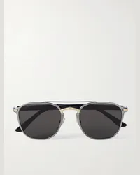 Cartier Occhiali da sole in metallo dorato e canna di fucile e acetato stile aviator Nero