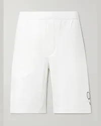 Brunello Cucinelli Shorts in jersey di cotone con logo ricamato e finiture in mesh Bianco