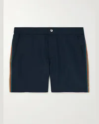 Paul Smith Shorts da mare medi a gamba dritta in tessuto riciclato a righe Blu