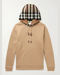 Burberry Felpa con cappuccio in jersey di misto cotone a quadri Neutri