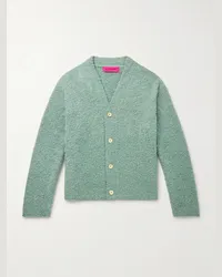 The Elder Statesman Cardigan oversize in misto cashmere, alpaca e seta bouclé Verde