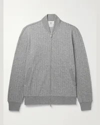 Brunello Cucinelli Bomber gessato in misto cashmere e cotone Grigio